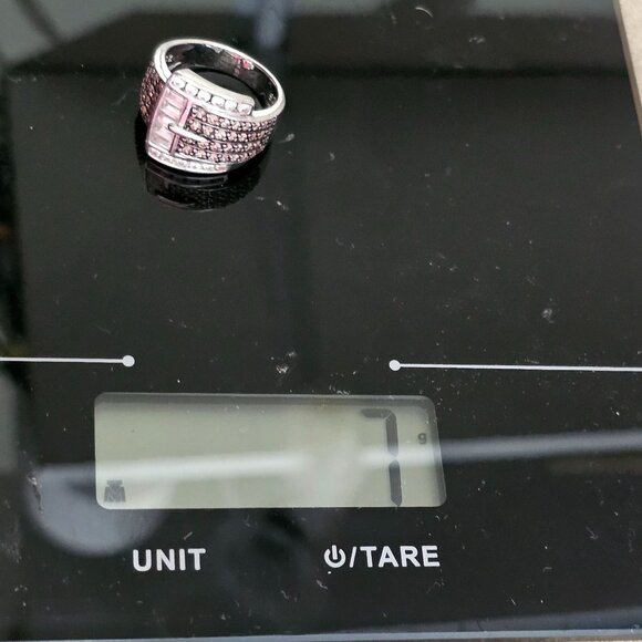 Ross Simmons Sterling Silver Buckle Ring With Black Clear CZ Stones Size 8.5 - Picture 9 of 9